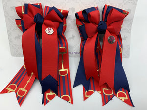 PonyTail Bows 3" Tails PonyTail Bows- Red/Navy Bits equestrian team apparel online tack store mobile tack store custom farm apparel custom show stable clothing equestrian lifestyle horse show clothing riding clothes PonyTail Bows | Equestrian Hair Accessories horses equestrian tack store