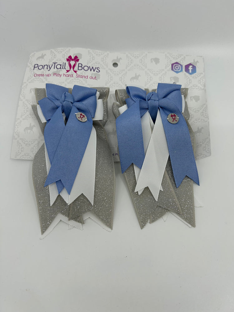 PonyTail Bows 3" Tails Bluebird Sparkle PonyTail Bows equestrian team apparel online tack store mobile tack store custom farm apparel custom show stable clothing equestrian lifestyle horse show clothing riding clothes PonyTail Bows | Equestrian Hair Accessories horses equestrian tack store