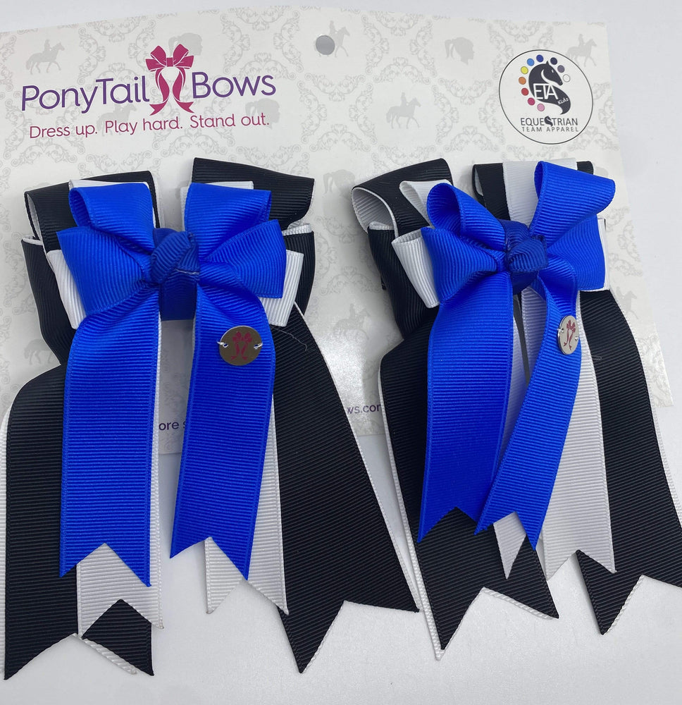 PonyTail Bows 3" Tails Black/White Royal PonyTail Bows equestrian team apparel online tack store mobile tack store custom farm apparel custom show stable clothing equestrian lifestyle horse show clothing riding clothes PonyTail Bows | Equestrian Hair Accessories horses equestrian tack store?id=28095649775782