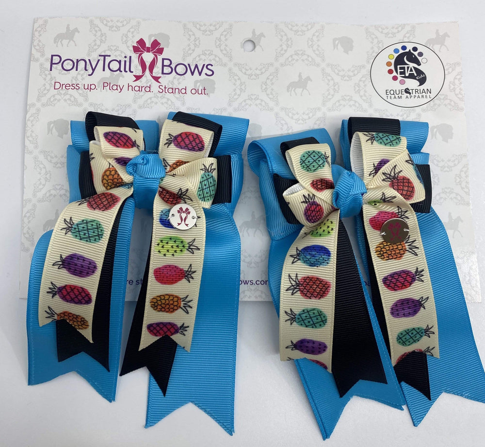 Pineapple Turquoise PonyTail Bows