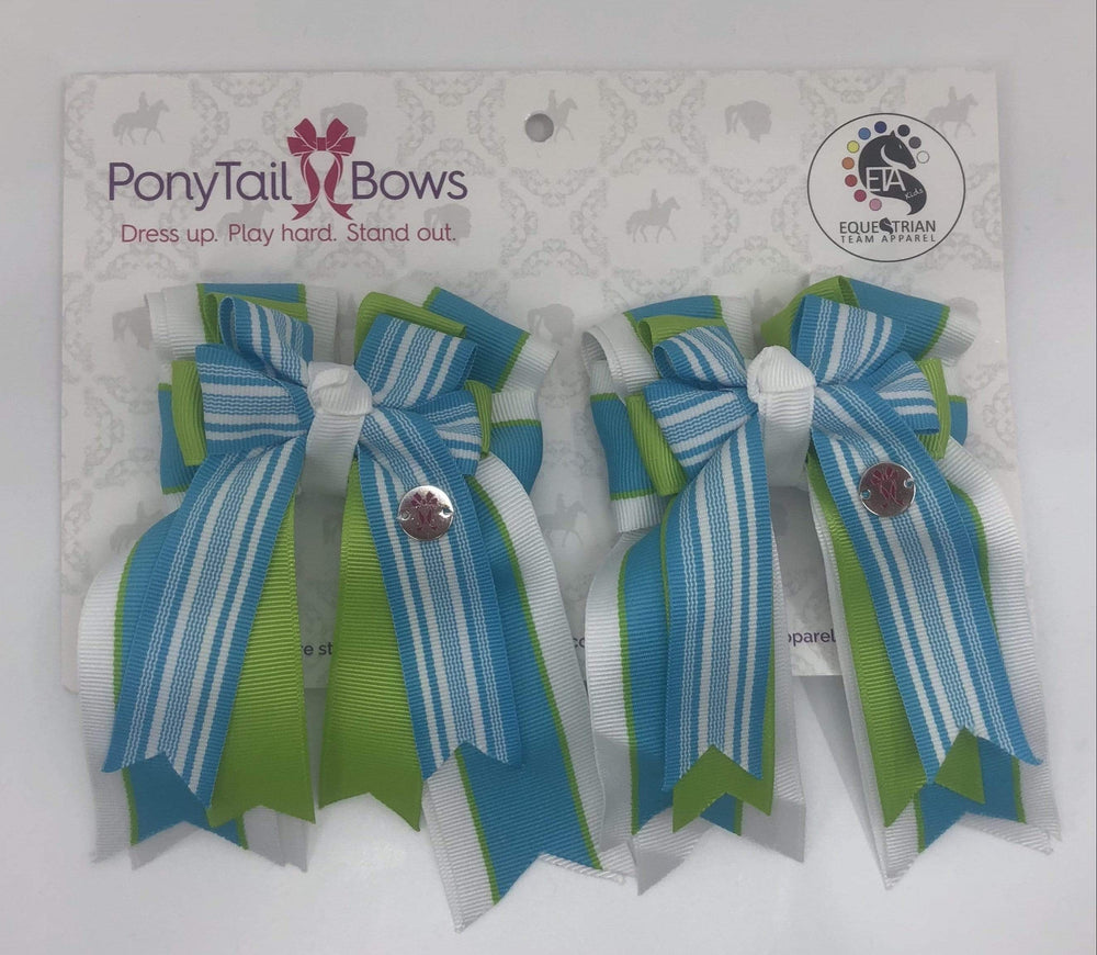 PonyTail Bows 3" Tails Turquoise Stripes PonyTail Bows equestrian team apparel online tack store mobile tack store custom farm apparel custom show stable clothing equestrian lifestyle horse show clothing riding clothes PonyTail Bows | Equestrian Hair Accessories horses equestrian tack store?id=22590618140838