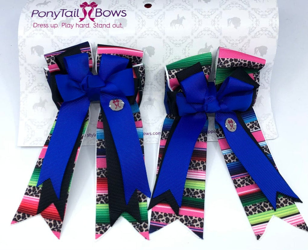 PonyTail Bows 3" Tails Blue Sarape PonyTail Bows equestrian team apparel online tack store mobile tack store custom farm apparel custom show stable clothing equestrian lifestyle horse show clothing riding clothes PonyTail Bows | Equestrian Hair Accessories horses equestrian tack store