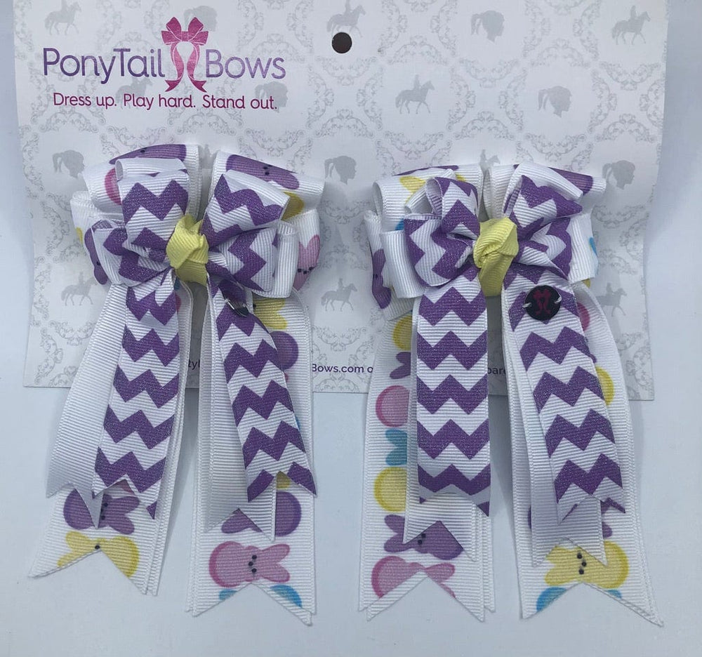 Purple Chevron Peeps PonyTail Bows