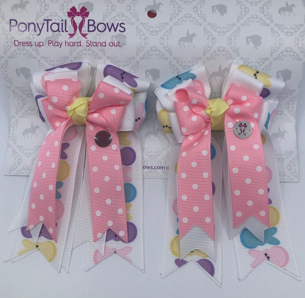 PonyTail Bows 3" Tails Pink Polka Dot Peeps PonyTail Bows equestrian team apparel online tack store mobile tack store custom farm apparel custom show stable clothing equestrian lifestyle horse show clothing riding clothes PonyTail Bows | Equestrian Hair Accessories horses equestrian tack store