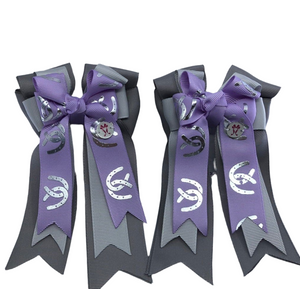 Lavender Horse Shoes PonyTail Bows