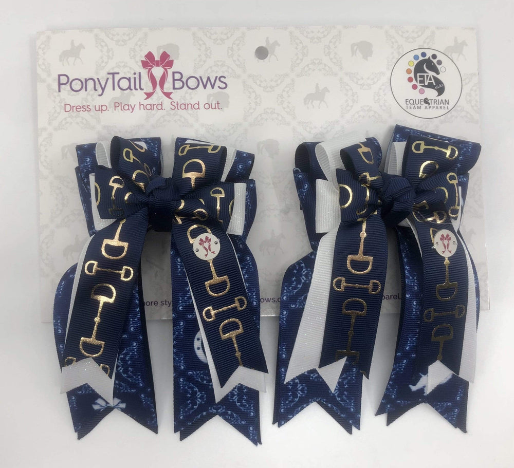 PonyTail Bows- Delegate Navy Bits
