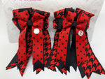 PonyTail Bows- Black and Red Houndstooth