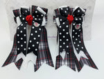 PonyTail Bows- Black & White Polka Dots/Plaid