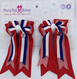 PonyTail Bows- Red Striped