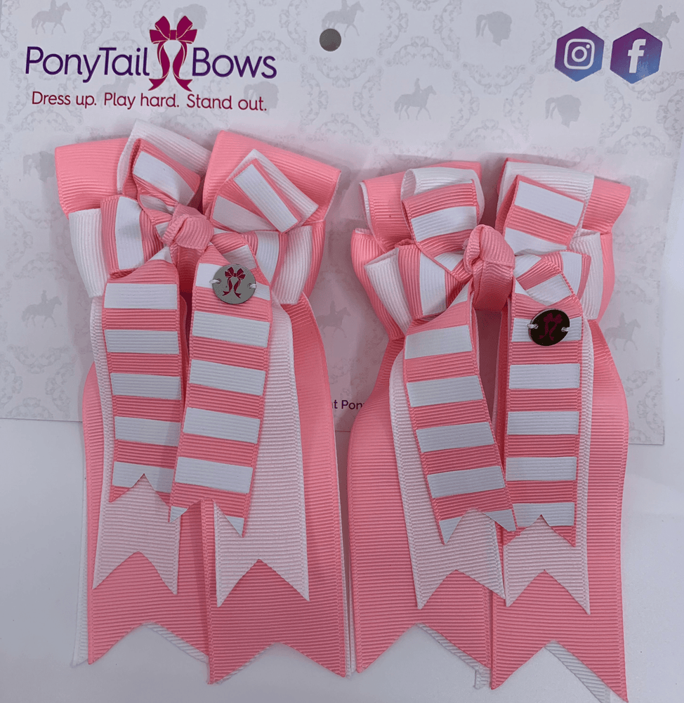 PonyTail Bows- Pink Candy Stripes