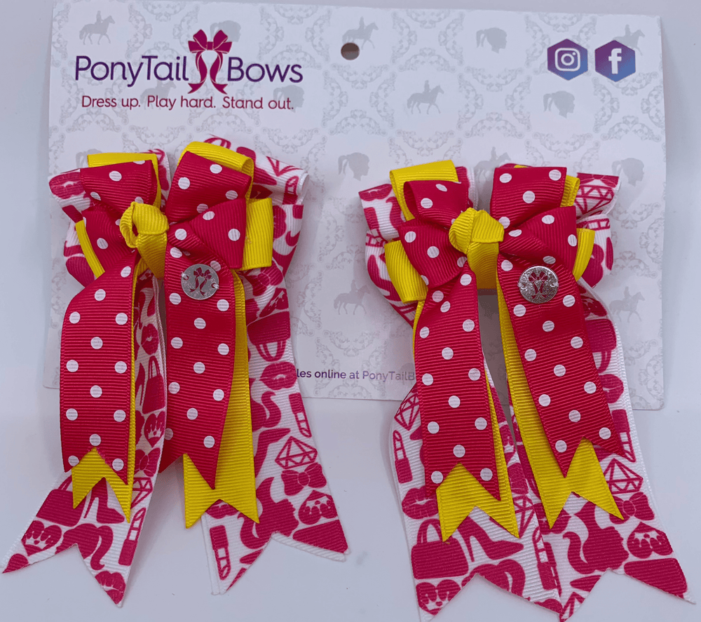 PonyTail Bows- Polka Dot Barbie