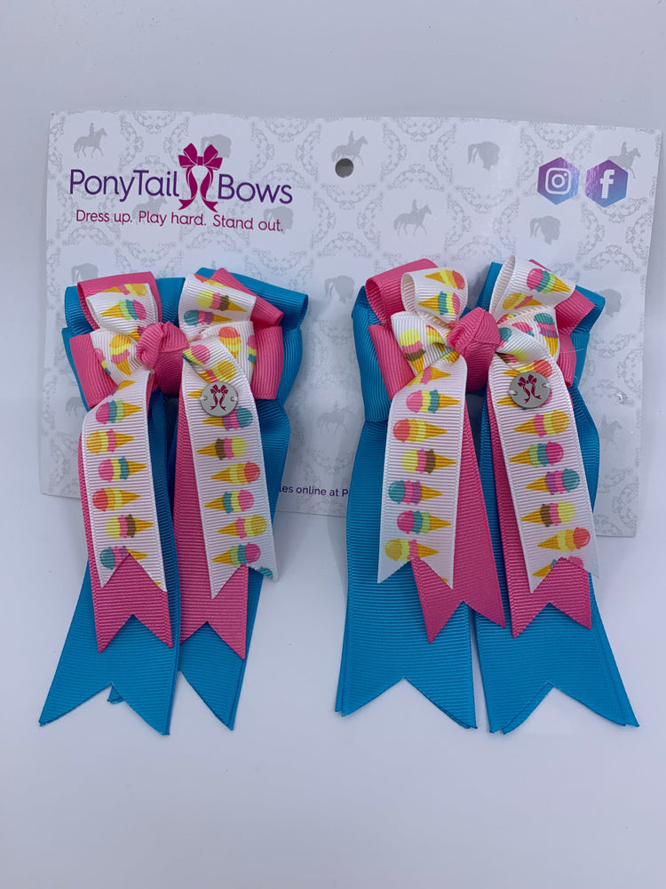 PonyTail Bows- Ice Cream Blue Base