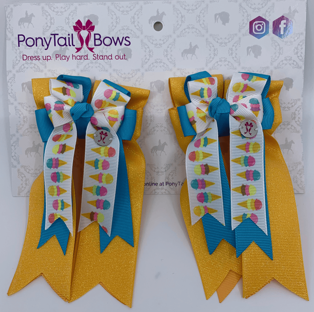 PonyTail Bows- Ice Cream Sparkle