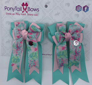 PonyTail Bows 3" Tails PonyTail Bows- Springtime Floral equestrian team apparel online tack store mobile tack store custom farm apparel custom show stable clothing equestrian lifestyle horse show clothing riding clothes PonyTail Bows | Equestrian Hair Accessories horses equestrian tack store