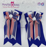 PonyTail Bows- USA Royal