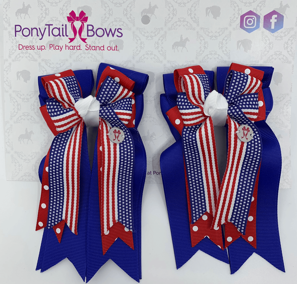 PonyTail Bows- USA Red Polka