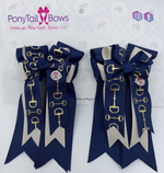 PonyTail Bows- Navy Glitter Bits