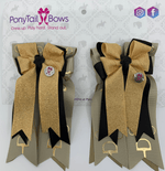 PonyTail Bows- Gold Black Bits