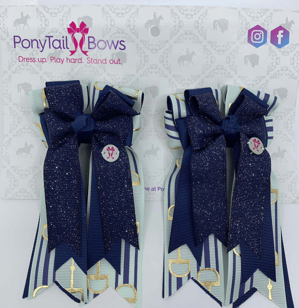 PonyTail Bows- Glitter Blue Bits