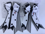 PonyTail Bows- Black & White Stripes