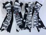 PonyTail Bows- Black & White Polka Dots/Zebra