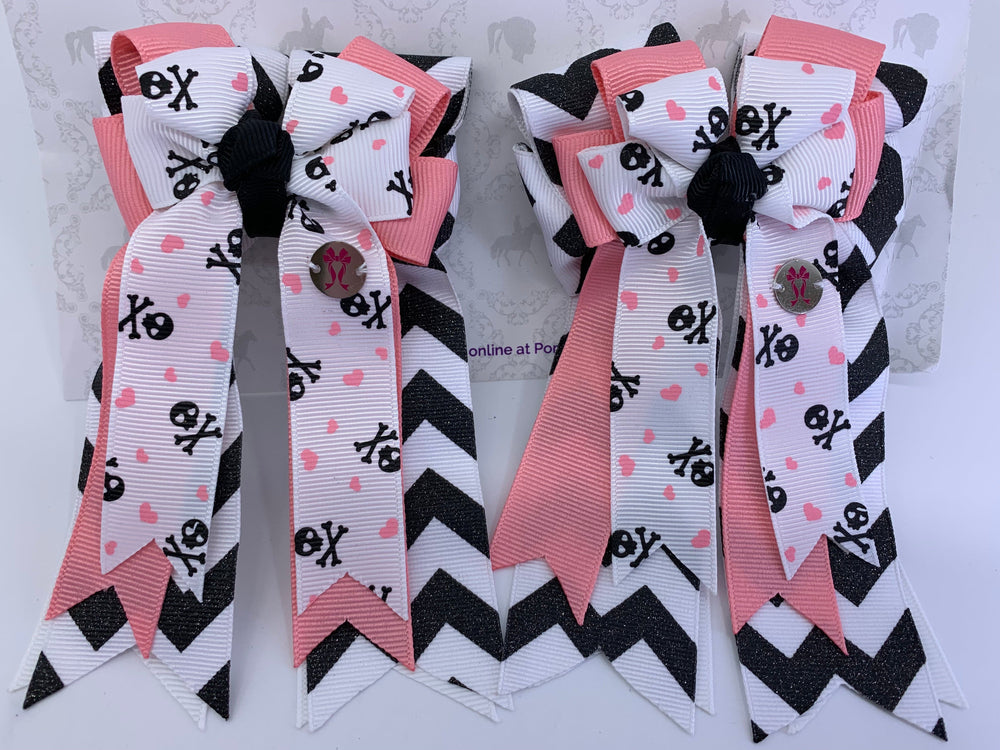 PonyTail Bows 3" Tails PonyTail Bows- Pirate Chevron equestrian team apparel online tack store mobile tack store custom farm apparel custom show stable clothing equestrian lifestyle horse show clothing riding clothes PonyTail Bows | Equestrian Hair Accessories horses equestrian tack store