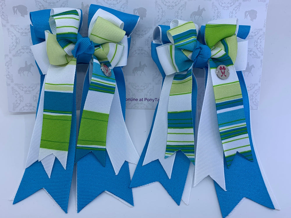 PonyTail Bows 3" Tails PonyTail Bows- Cool Shades Turquoise equestrian team apparel online tack store mobile tack store custom farm apparel custom show stable clothing equestrian lifestyle horse show clothing riding clothes PonyTail Bows | Equestrian Hair Accessories horses equestrian tack store