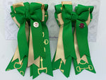 PonyTail Bows 3" Tails PonyTail Bows-Good Luck Gold Green Bits equestrian team apparel online tack store mobile tack store custom farm apparel custom show stable clothing equestrian lifestyle horse show clothing riding clothes PonyTail Bows | Equestrian Hair Accessories horses equestrian tack store