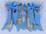 PonyTail Bows- Baby Blue/Gold Bits