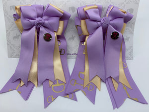 PonyTail Bows 3" Tails PonyTail Bows-Lavender/Gold Bits equestrian team apparel online tack store mobile tack store custom farm apparel custom show stable clothing equestrian lifestyle horse show clothing riding clothes PonyTail Bows | Equestrian Hair Accessories horses equestrian tack store