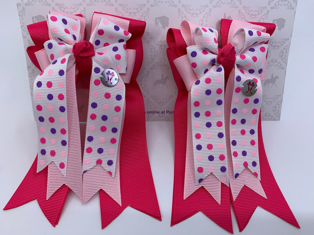 PonyTail Bows-Pink Polka Dots