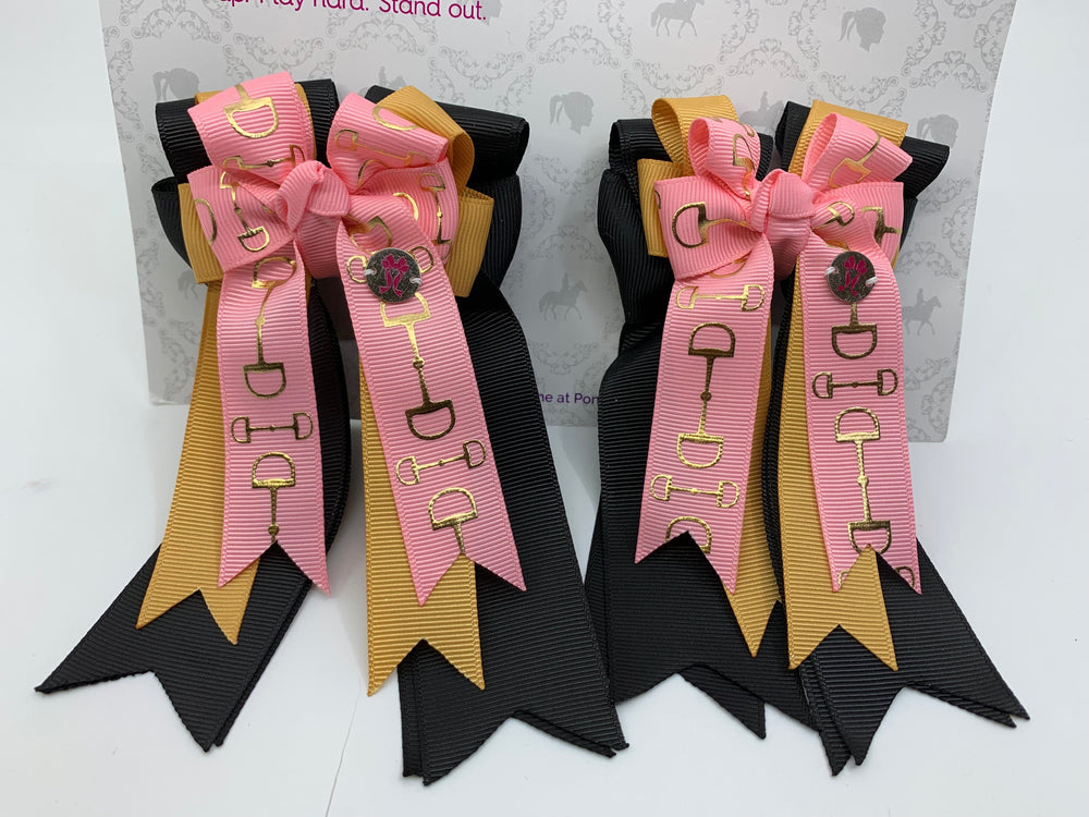 PonyTail Bows 3" Tails PonyTail Bows- Pink Glitz Bits equestrian team apparel online tack store mobile tack store custom farm apparel custom show stable clothing equestrian lifestyle horse show clothing riding clothes PonyTail Bows | Equestrian Hair Accessories horses equestrian tack store