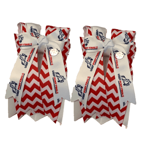 Ponytail Bows 3" Tails PF Red Chevron Glitter Small Show Bows equestrian team apparel online tack store mobile tack store custom farm apparel custom show stable clothing equestrian lifestyle horse show clothing riding clothes horses equestrian tack store