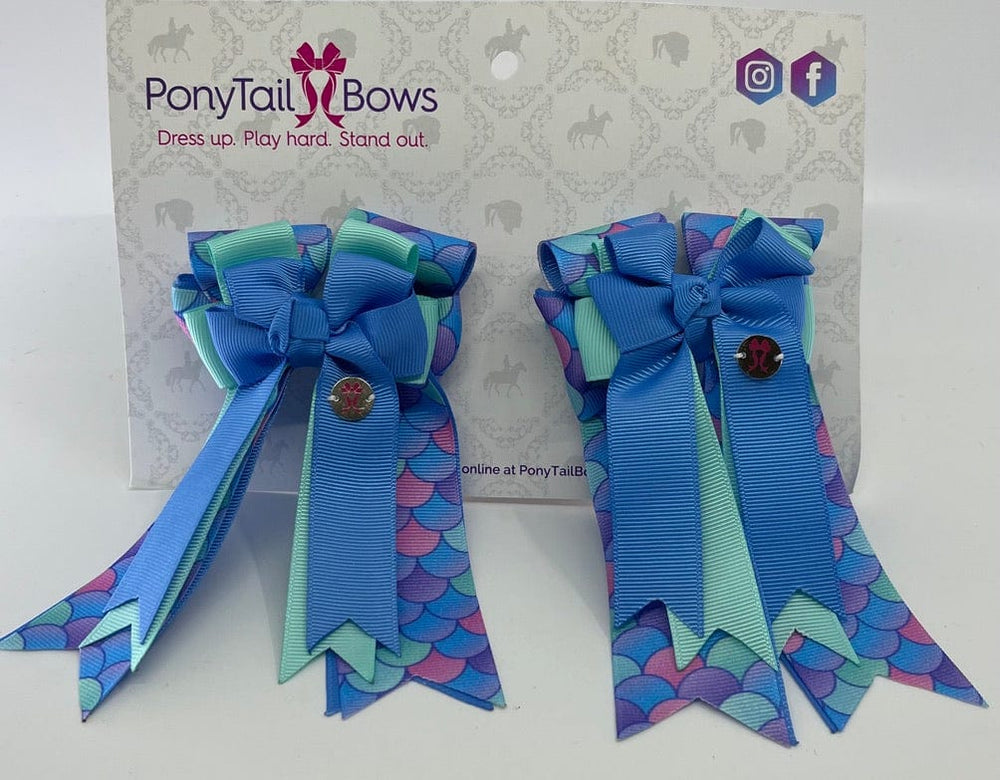 PonyTail Bows 3" Tails Under the Sea- Blue/Aqua PonyTail Bows equestrian team apparel online tack store mobile tack store custom farm apparel custom show stable clothing equestrian lifestyle horse show clothing riding clothes PonyTail Bows | Equestrian Hair Accessories horses equestrian tack store