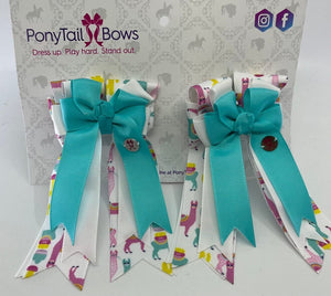 PonyTail Bows 3" Tails Drama Llama-Blue PonyTail Bows equestrian team apparel online tack store mobile tack store custom farm apparel custom show stable clothing equestrian lifestyle horse show clothing riding clothes PonyTail Bows | Equestrian Hair Accessories horses equestrian tack store