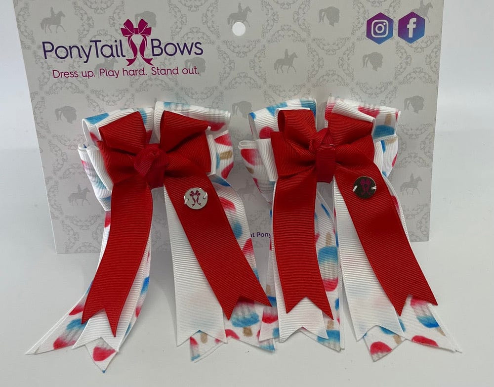 PonyTail Bows 3" Tails Red Popsicle PonyTail Bows equestrian team apparel online tack store mobile tack store custom farm apparel custom show stable clothing equestrian lifestyle horse show clothing riding clothes PonyTail Bows | Equestrian Hair Accessories horses equestrian tack store