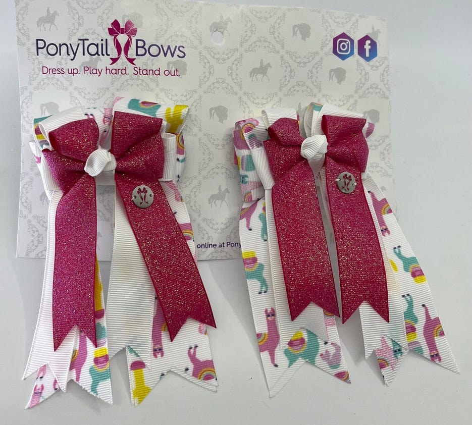 PonyTail Bows 3" Tails Drama Llama-Hot Pink PonyTail Bows equestrian team apparel online tack store mobile tack store custom farm apparel custom show stable clothing equestrian lifestyle horse show clothing riding clothes PonyTail Bows | Equestrian Hair Accessories horses equestrian tack store