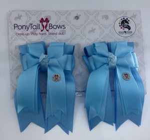 Baby Blue Solid PonyTail Bows