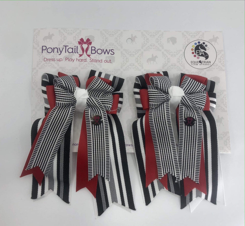 Black Red Stripes PonyTail Bows