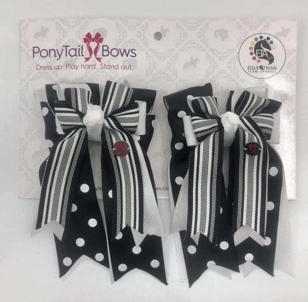 Black & White Polka Dots PonyTail Bows