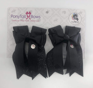 Black Solid PonyTail Bows