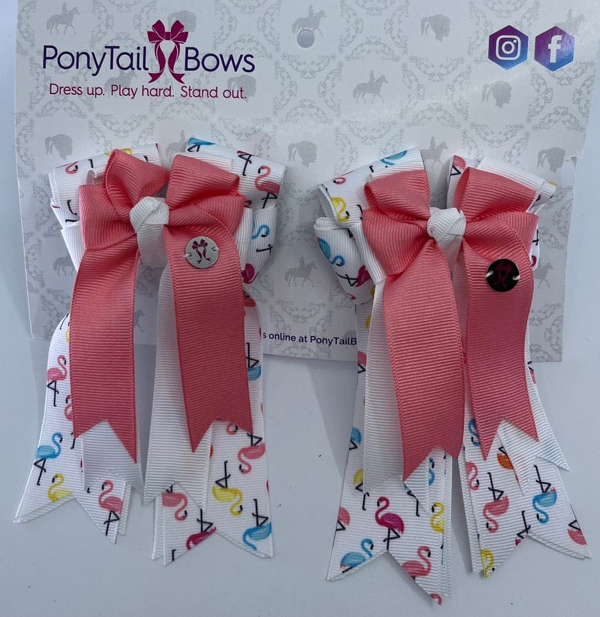PonyTail Bows 3" Tails Flamingos For Days- Light Pink PonyTail Bows equestrian team apparel online tack store mobile tack store custom farm apparel custom show stable clothing equestrian lifestyle horse show clothing riding clothes PonyTail Bows | Equestrian Hair Accessories horses equestrian tack store