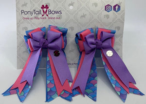 PonyTail Bows 3" Tails Under the Sea- Purple/Pink PonyTail Bows equestrian team apparel online tack store mobile tack store custom farm apparel custom show stable clothing equestrian lifestyle horse show clothing riding clothes PonyTail Bows | Equestrian Hair Accessories horses equestrian tack store