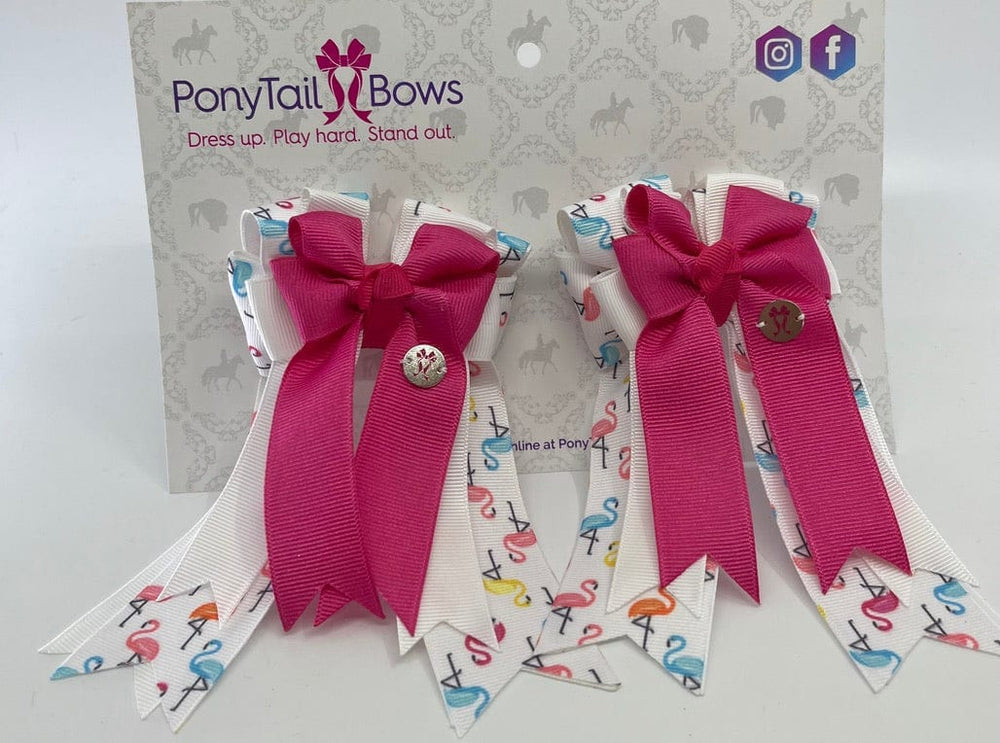 PonyTail Bows 3" Tails Flamingos For Days- Hot Pink PonyTail Bows equestrian team apparel online tack store mobile tack store custom farm apparel custom show stable clothing equestrian lifestyle horse show clothing riding clothes PonyTail Bows | Equestrian Hair Accessories horses equestrian tack store
