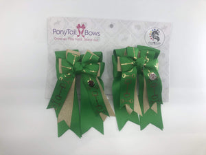PonyTail Bows 3" Tails Green Gold Bits PonyTail Bows equestrian team apparel online tack store mobile tack store custom farm apparel custom show stable clothing equestrian lifestyle horse show clothing riding clothes PonyTail Bows | Equestrian Hair Accessories horses equestrian tack store?id=22564907352230