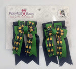 Green Navy Pineapple PonyTail Bows