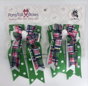 PonyTail Bows 3" Tails Green Polka Dots PonyTail Bows equestrian team apparel online tack store mobile tack store custom farm apparel custom show stable clothing equestrian lifestyle horse show clothing riding clothes PonyTail Bows | Equestrian Hair Accessories horses equestrian tack store?id=22590400692390