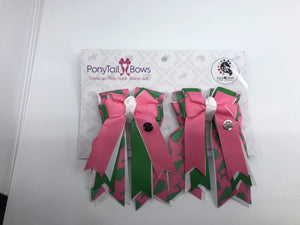 Green Whales PonyTail Bows