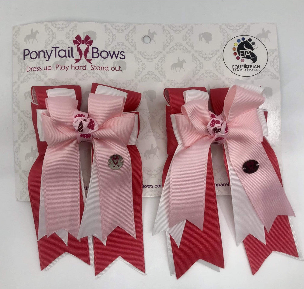 Hot Pink Heart Knots PonyTail Bows