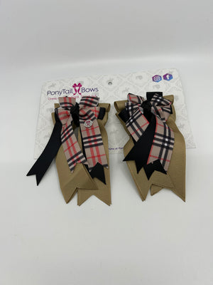 PonyTail Bows 3" Tails Burberry Khaki PonyTail Bows equestrian team apparel online tack store mobile tack store custom farm apparel custom show stable clothing equestrian lifestyle horse show clothing riding clothes PonyTail Bows | Equestrian Hair Accessories horses equestrian tack store
